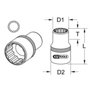 KS Tools 1/4" douille 12 points, 13/32-3