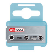 KS Tools 1/4" EDELSTAHL Bit Innensechskant, 25mm, 4mm, 5er Pack