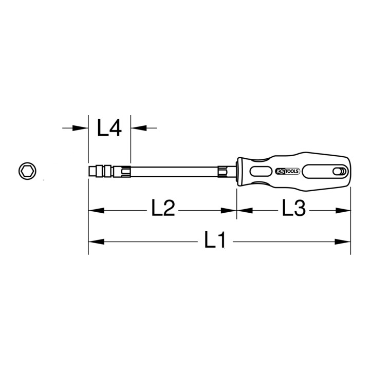 KS Tools 1/4" ERGOTORQUE bitschroevendraaier flexibel, 200mm