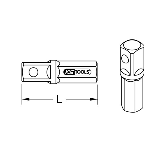KS Tools 1/4" haaks adapter, voor 1/4" ratelsleutel