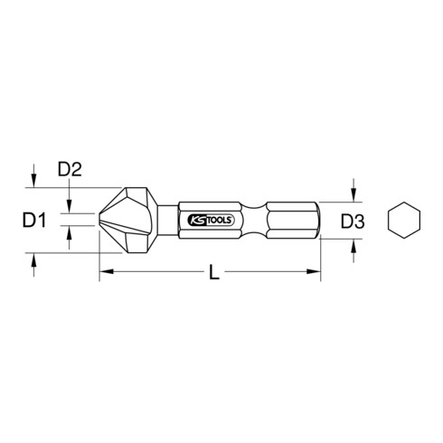 KS Tools 1/4" HSS Co Kegel- und Entgratsenker-Bit 90°