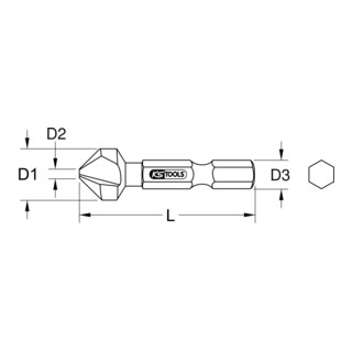 KS Tools 1/4" HSS conische en ontbraam verzinkboor 90