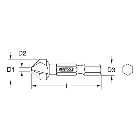 KS Tools 1/4" HSS Kegel- und Entgratsenker-Bit 90°