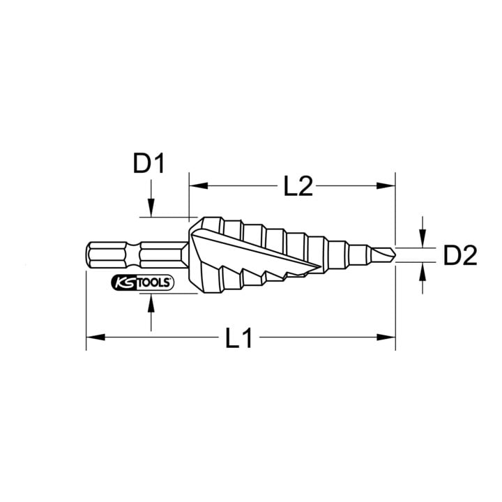 KS Tools 1/4" HSS-TiN Stufenbohrer-Bit