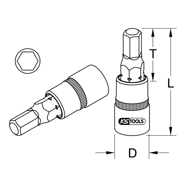 KS Tools 1/4" inbusbits, 5mm