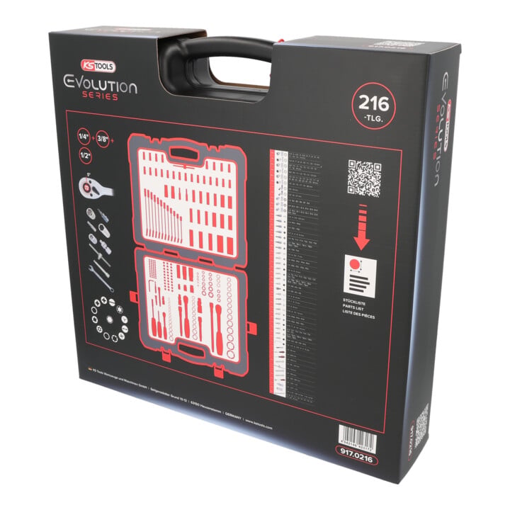 KS Tools 1/4 inch+3/8 inch+1/2 inch dopsleutelset, 216 dlg.