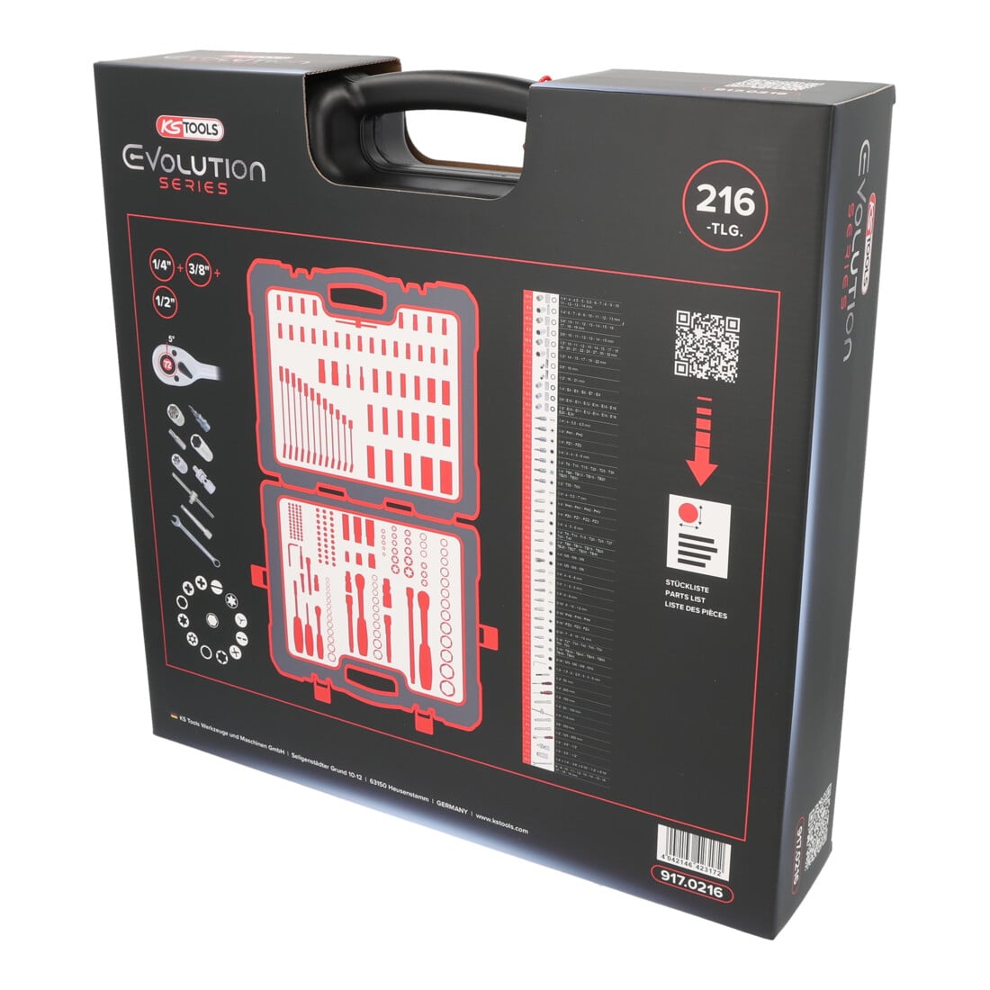 KS Tools 1/4 inch+3/8 inch+1/2 inch dopsleutelset, 216 dlg.