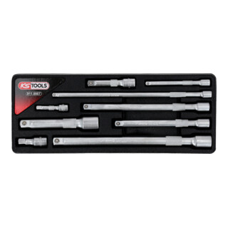 KS Tools 1/4 inch + 3/8 inch + 1/2 inch verlengset, 9-delig.