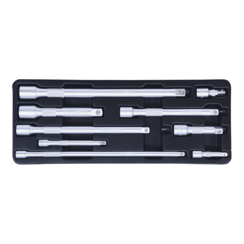 KS Tools 1/4 inch + 3/8 inch + 1/2 inch verlengset, 9-delig.