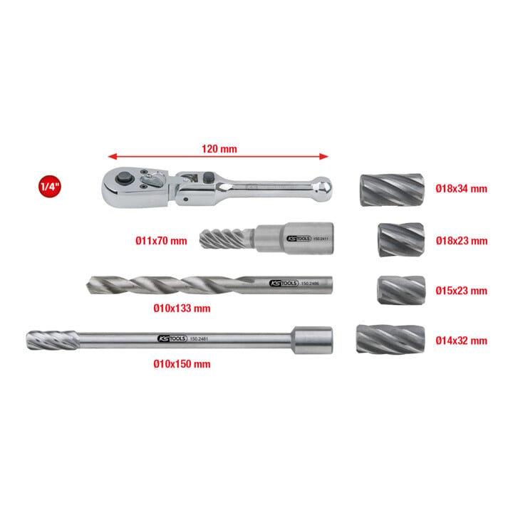 KS Tools 1/4" MASTER ABS sensor ruimer set, 8 delig