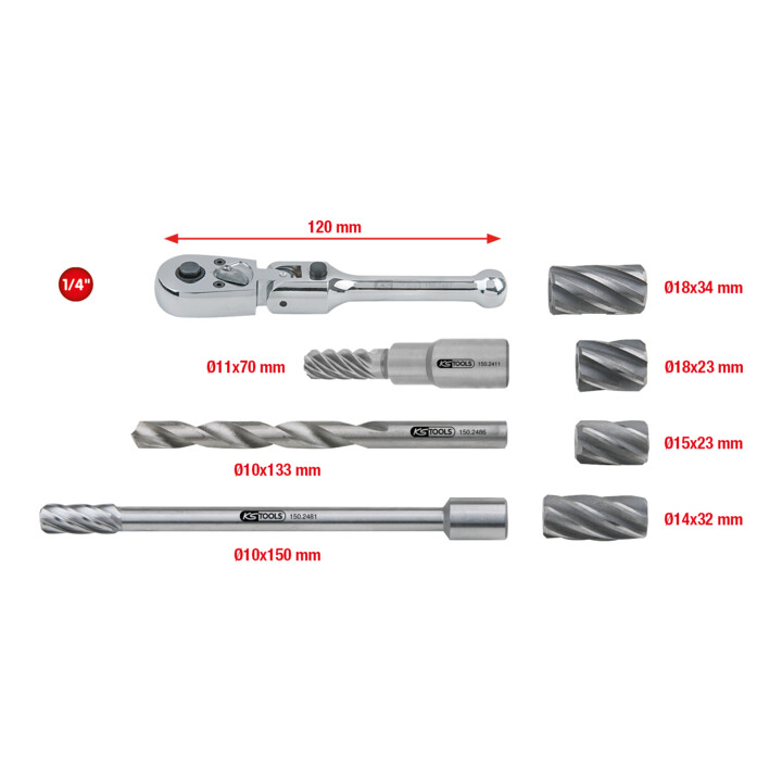KS Tools 1/4" MASTER Jeu d'alésoirs ABS, 8 pcs