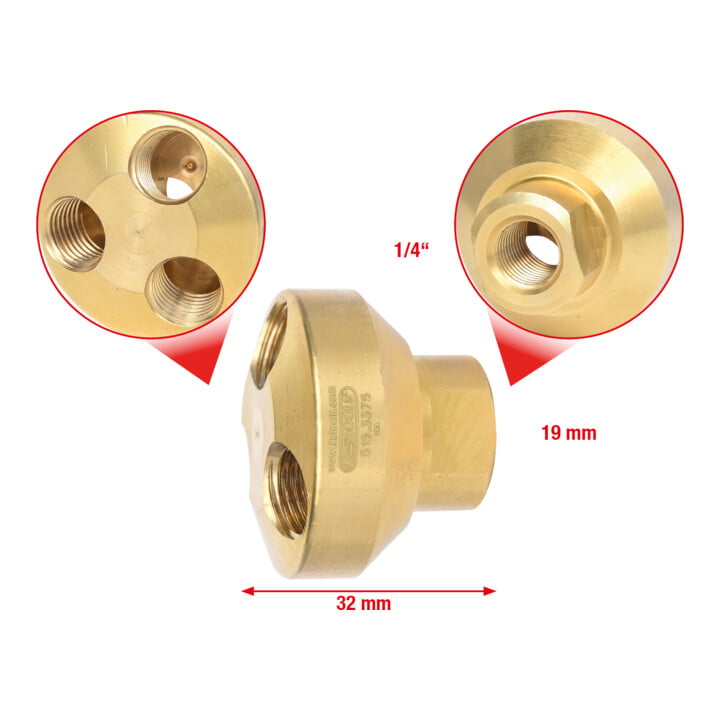 KS Tools 1/4" Messing-Druckluft 3-fach Verteiler, 41mm