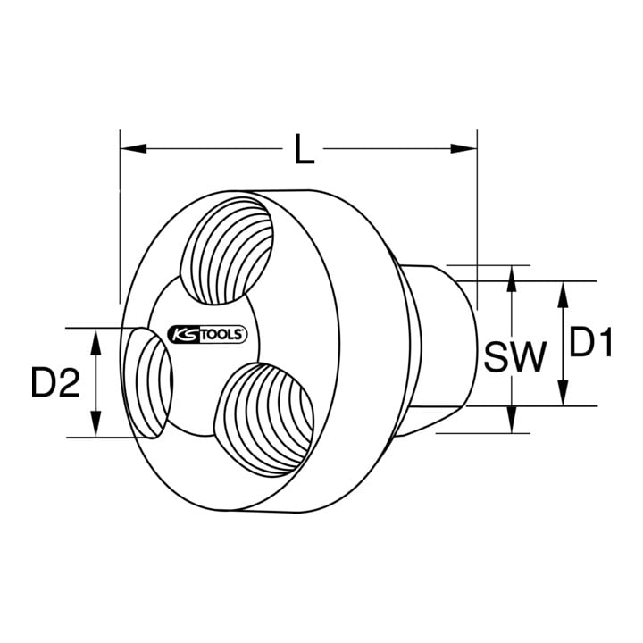 KS Tools 1/4" messing perslucht 3-weg verdeler, 41mm