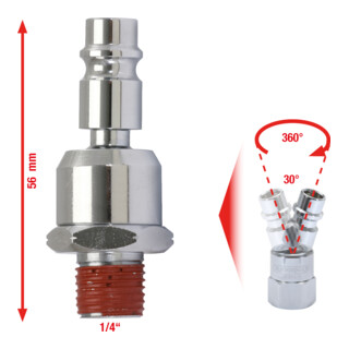KS Tools 1/4" metalen kogelgewricht stopnippel, 56mm