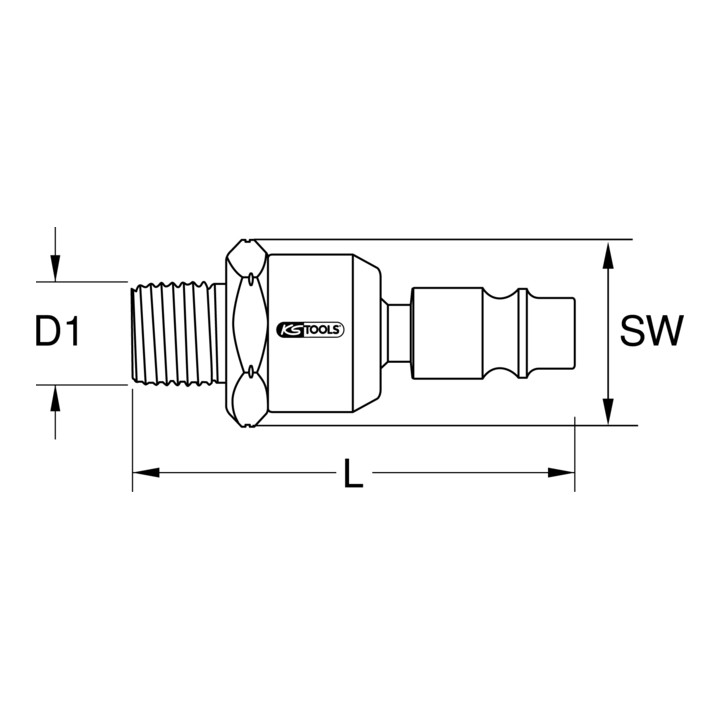 KS Tools 1/4" metalen kogelgewricht stopnippel, 56mm