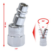 KS Tools 1/4" Metall-Kugelgelenk-Stecknippel, 46mm