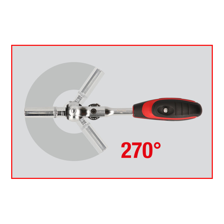 KS Tools 1/4" MODIFIX Mini-T-Griff-Schwenkkopf-Knarre, 72 Zahn