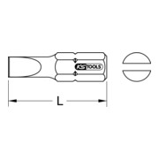 KS Tools 1/4" TiN Bit Schlitz, 25mm, 4mm-3