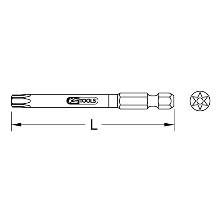 KS Tools 1/4" TORSIONpower Bit TX, 75mm, TB10, mit Bohrung