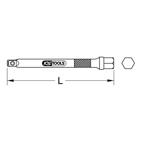 KS Tools 1/4" verlengstuk met zeskant aandrijving, 400 mm