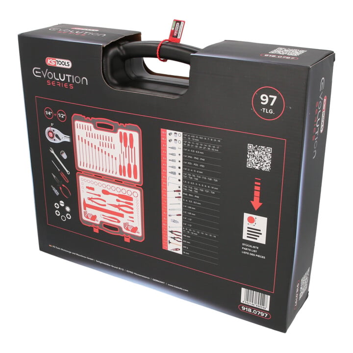 KS Tools 1/4 Zoll+3/8 Zoll+1/2 Zoll CHROMEplus Universal-Werkzeug-Satz, 97-tlg.