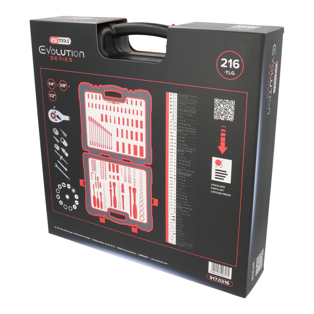 KS Tools 1/4 Zoll+3/8 Zoll+1/2 Zoll Steckschlüssel-Satz, 216-tlg.