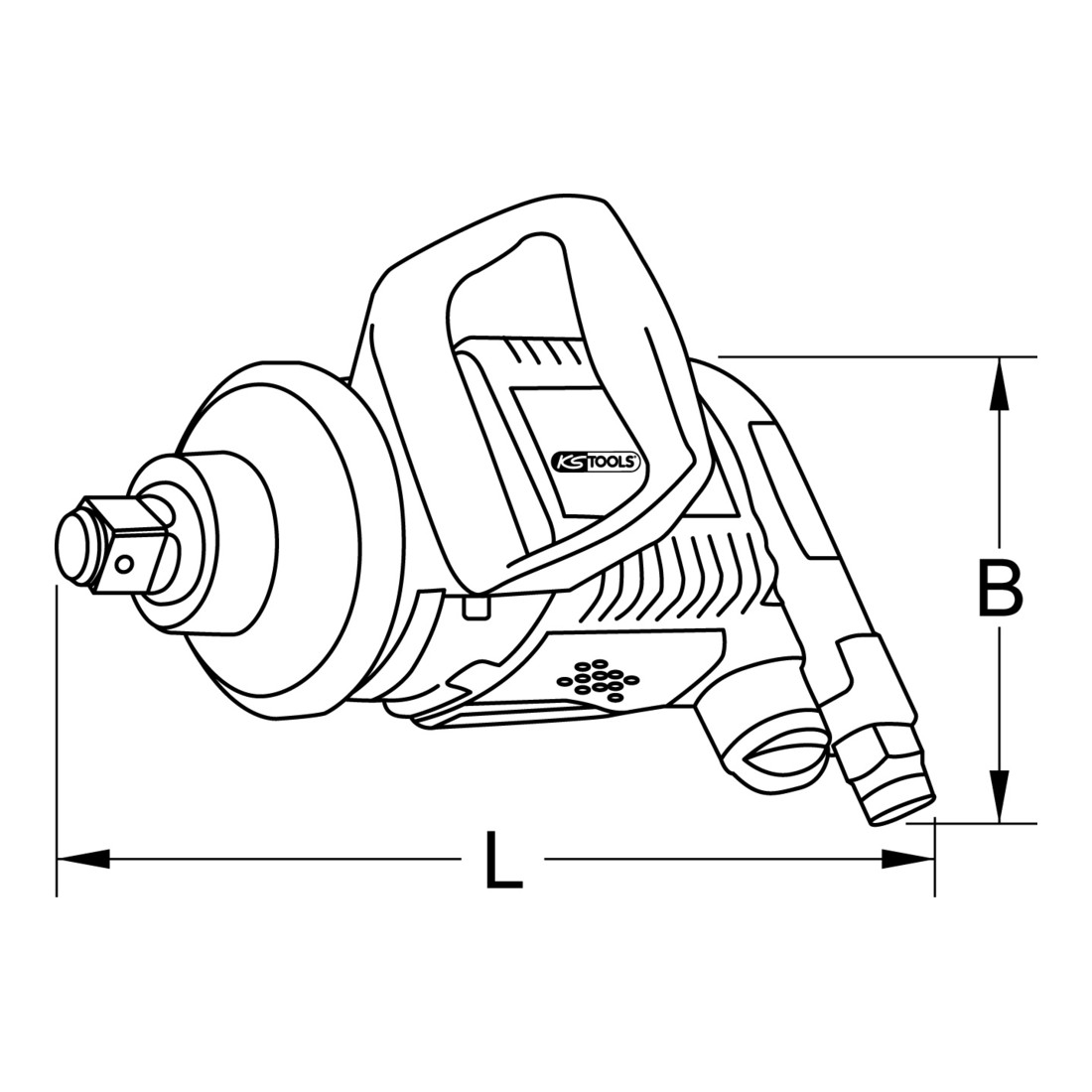KS Tools 1" Druckluft-Schlagschrauber, 2169Nm