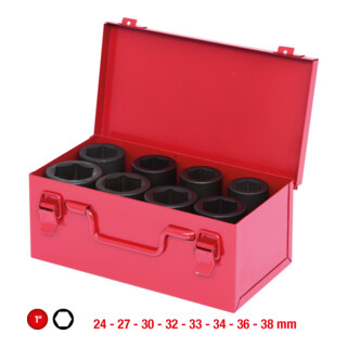 KS Tools 1" Jeu de douilles à chocs 6 pans, longues, 8 pcs.