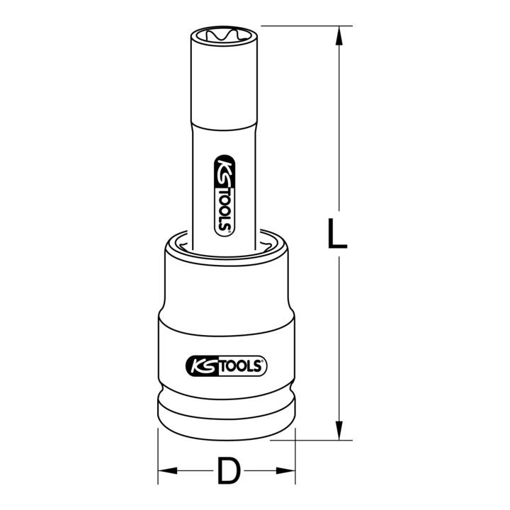 KS Tools 1" krachtdop bit E-TX, lang, E20