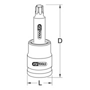 KS Tools 1" krachtdop bit TX, lang-3