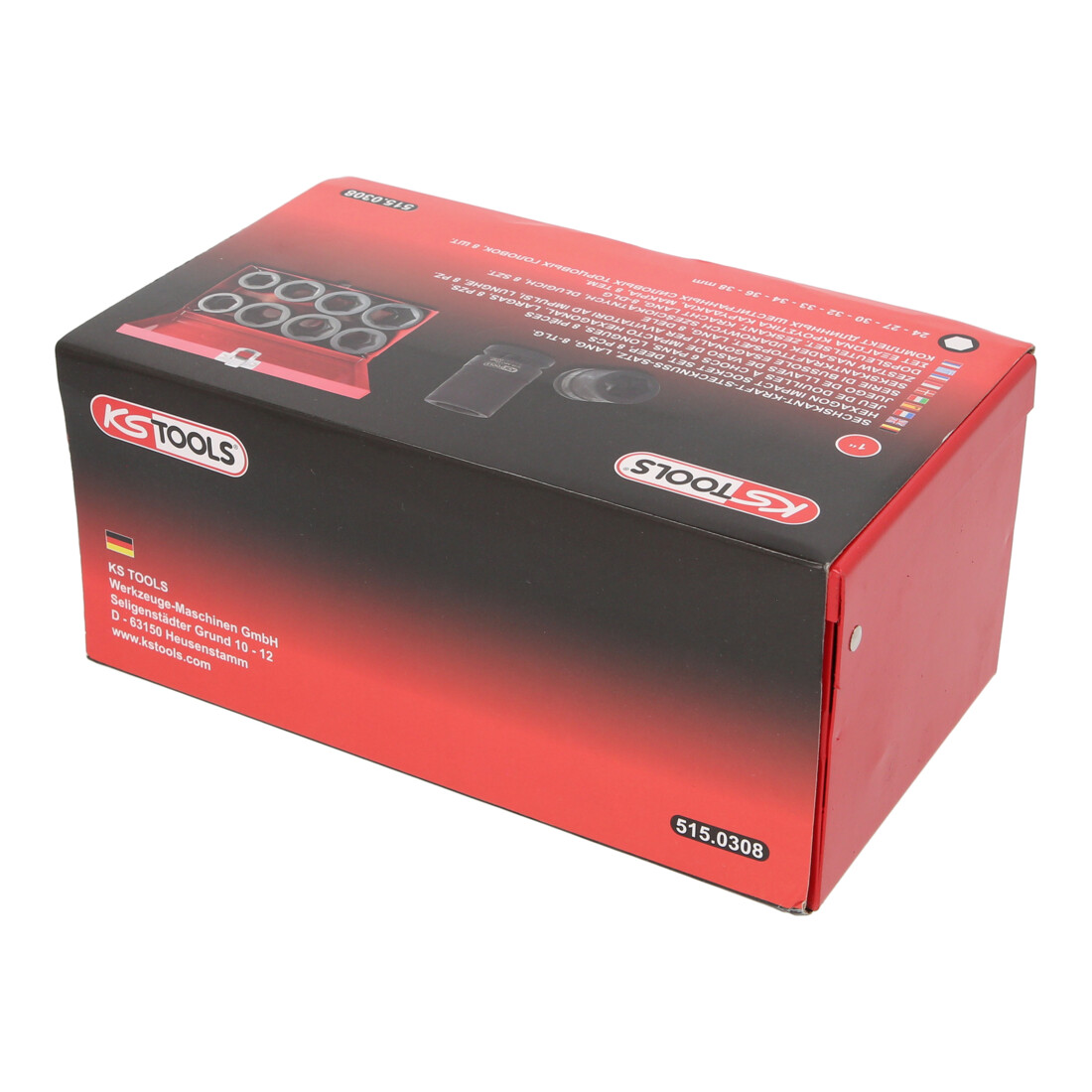 KS Tools 1" zeskant dopsleutelset, lang, 8-delig