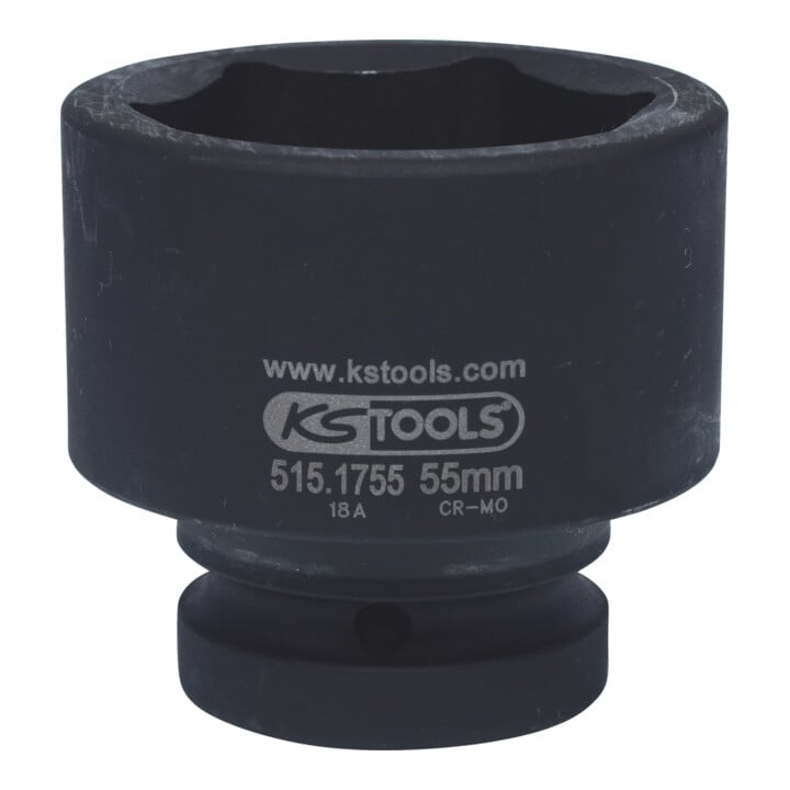 KS Tools 1" zeskant krachtdop, kort, 55mm