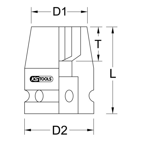 KS Tools 1" zeskant krachtdop, kort, 65mm