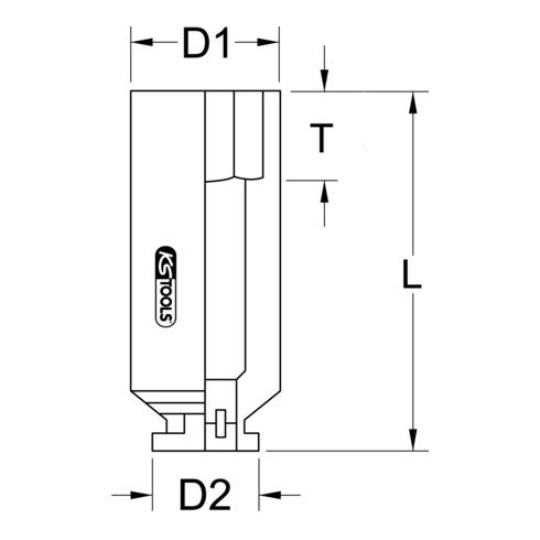 KS Tools 1" zeskant krachtdop, lang, 55mm