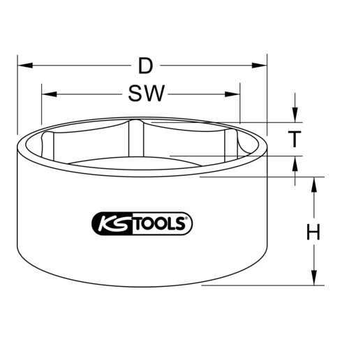 KS Tools 1 Zoll Achsmuttern-Schlüssel, 6-kant, kurz