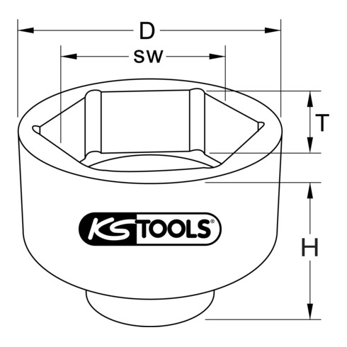KS Tools 1 Zoll Achsmuttern-Schlüssel, 8-kant, kurz