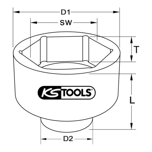 KS Tools 1 Zoll Sechskant-Stecknuss für NKW, kurz, 95 mm