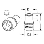 KS Tools 11 mm doorgaande bit, 9 mm-3