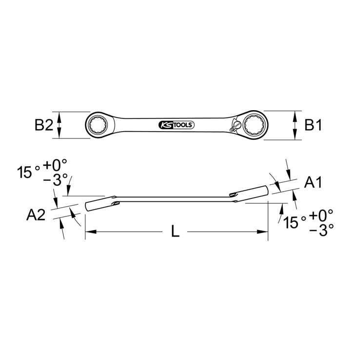 KS Tools 11mm + 1/4" Durchgangs-Umschaltknarre