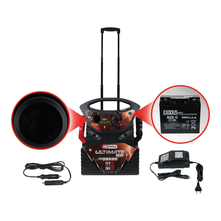 KS Tools 12 V + 24 V batterijbooster, mobiele jump starter 2340 A