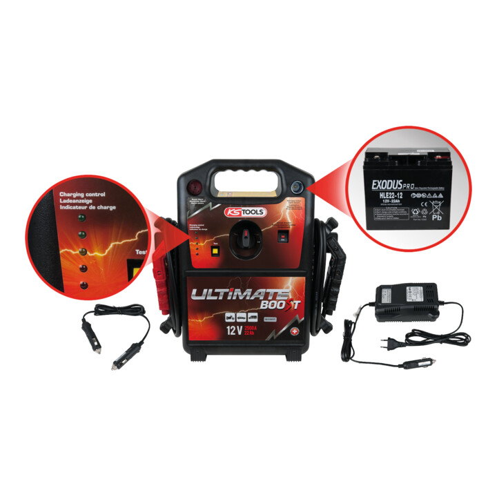KS Tools 12 V accubooster, mobiele startbooster 850 A