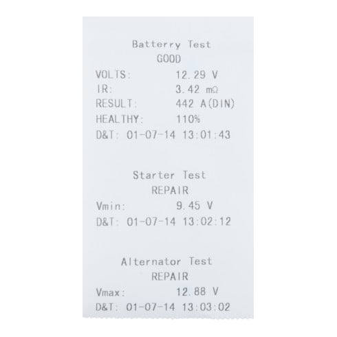 KS Tools 12-V-Digital-Batterie- und Ladesystemtester mit integriertem Drucker