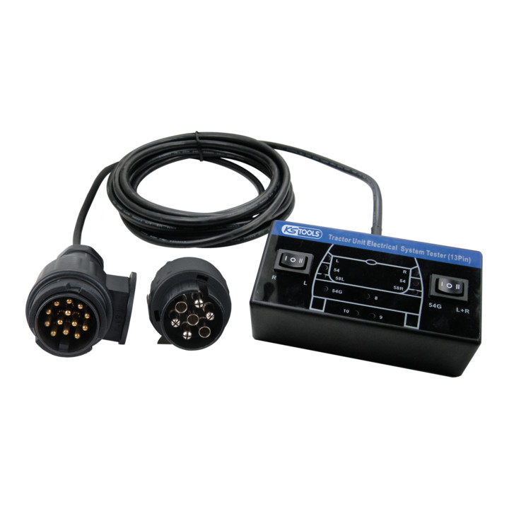 KS Tools 12V trekkend voertuig tester / tester voor aanhanger krachtdop set 7 + 13-polig, 2-delig