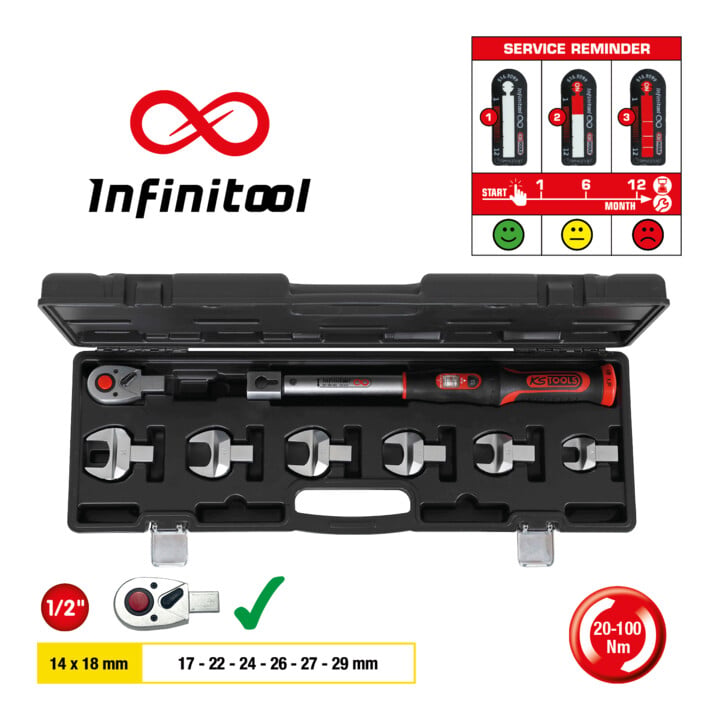 KS Tools 14x18mm INFINITOOL Einsteck-Drehmomentschlüssel-Satz 20-100Nm, 8-tlg