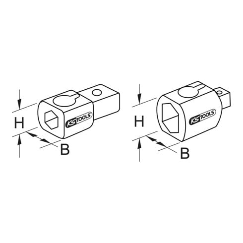 KS Tools 14x18mm insteek adapter, naar 9x12mm