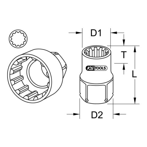 KS Tools 19mm TRIPLEplus doorlopende bus