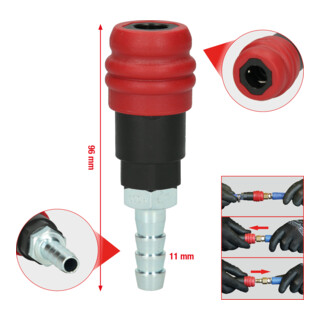 KS Tools 2-traps perslucht veiligheidskoppeling met slangtule