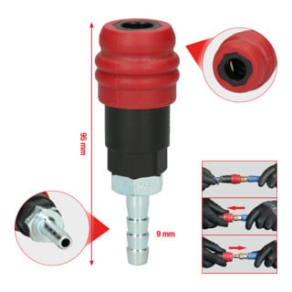 KS Tools 2-traps perslucht veiligheidskoppeling met slangtule