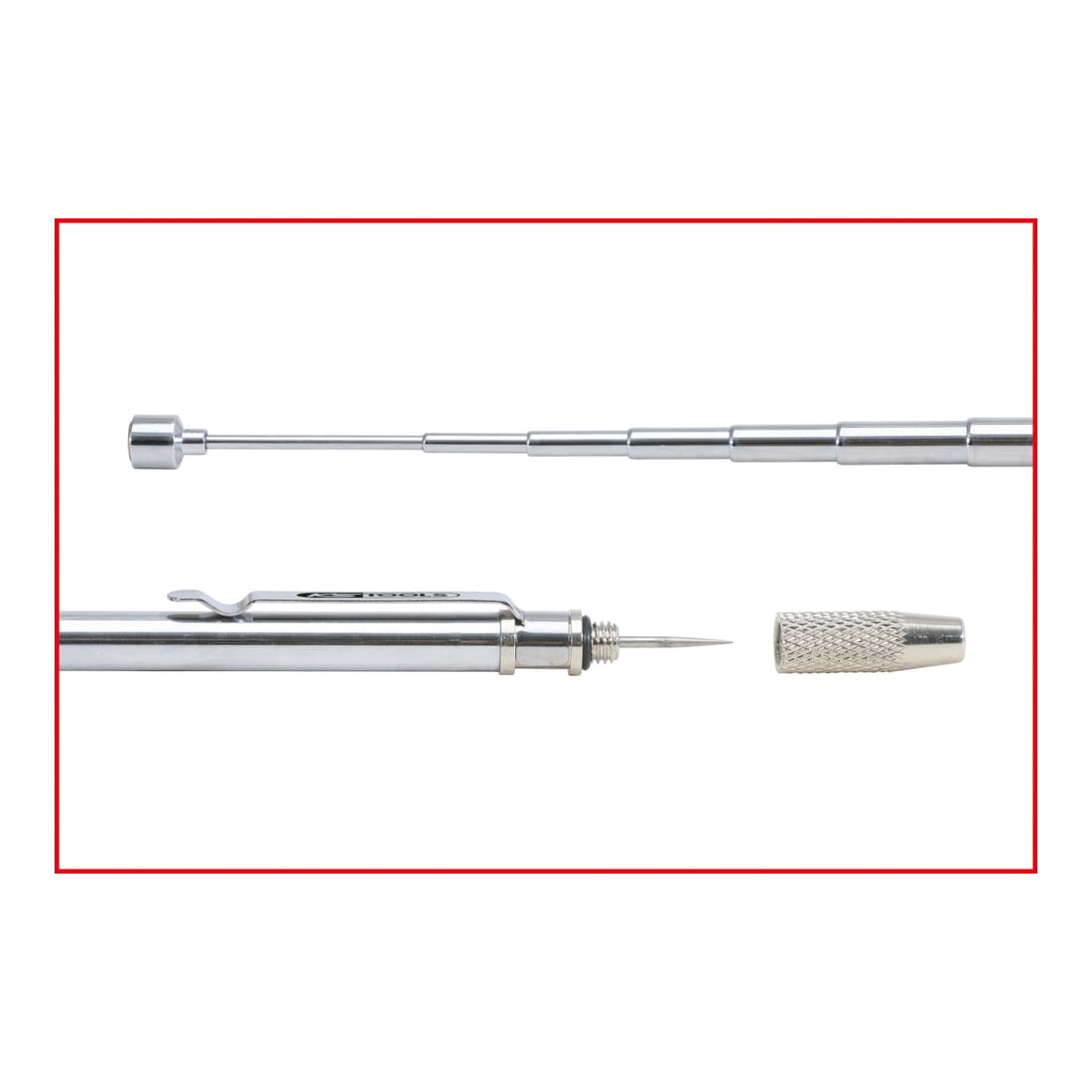 KS Tools 2in1 Teleskop-Magnethalter mit Waschdüsen-Reinigungs- und Einstellwerkzeug, 150-675mm