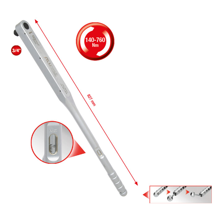 KS Tools 3/4" ALUTORQUE precisie-draaimomentsleutel, 140-760 Nm, rechtsdraaiend